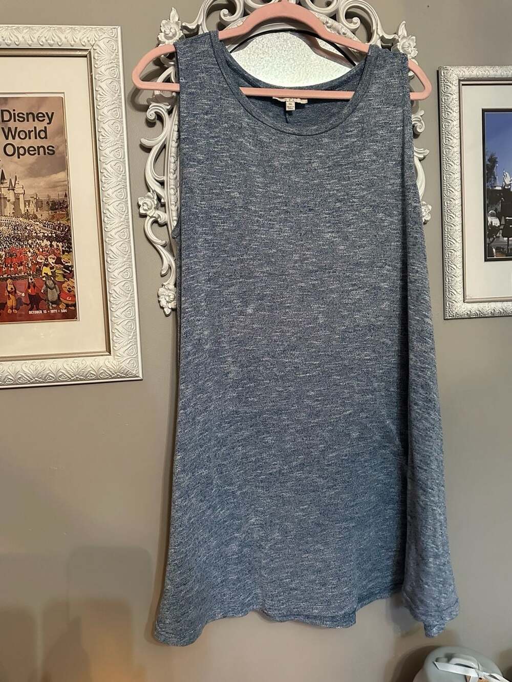 Umgee USA Women's Blue Heathered Sleeveless Tank Dress Size 1XL